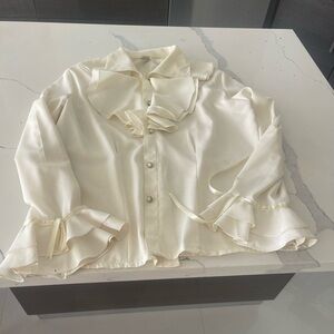 Cream Blouse with Eiffel Tower Tag